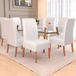 Kuber Industries 8-Pcs White Stretchable Table Chair Cover-picture-13