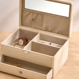 Home Centre Orion Elegance Beige Wooden 2-Tier Jewellery Organizer-image-51