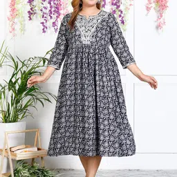 ASANSHI Floral Printed Fit & Flare Midi Dress image 5