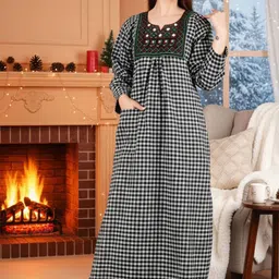 MAYA PRINT Checked Maxi Nightdress-picture-41