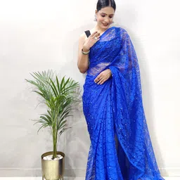 HI FI NX Floral Net Saree image 2
