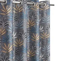 GEET CREATIONS Grey Set of 3 Floral Room Darkening Window Curtain image 4