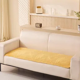 HOUSE OF QUIRK Herringbone Chenille Yellow Self Design Velvet 2 Seater Sofa Mat-picture-17
