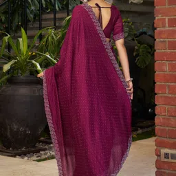 GHAN SALS Embellished Beads and Stones Baluchari Saree with Unstitched Blouse Piece image 2