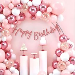 Special You 57 Pcs Pink & White Birthday Decorations-picture-44