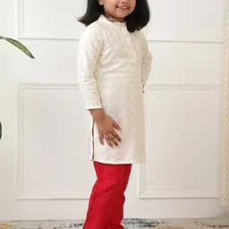 PRACHALAN Girls Ethnic Motifs Printed Regular Kurta with Trousers image 3