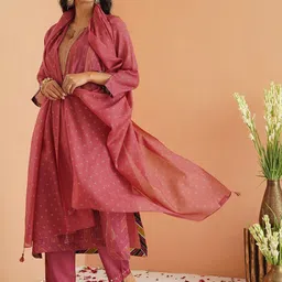 JAYPORE Floral Printed Cotton Silk Dupatta-picture-15