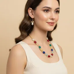 ASIDEA Gold-Plated Beaded Jewellery Set image 1