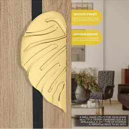 GLOXY Gold Toned Leaf Shape Door Handle for Main Door image 3