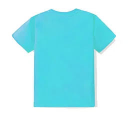 KAVEE Pure Cotton Half Sleeves Baby Monkey & Time To Fly Text Printed Bio Washed Tee - Sky Blue image 2