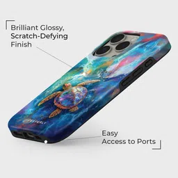 PEEPERLY Women Turtle Graphic Printed Impact Resistant iPhone 13 Pro Crystal Back Case image 5