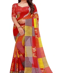 KALINI Geometric Printed Saree With Blouse-image-83