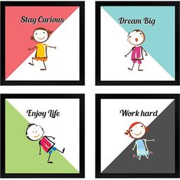 Chaka Chaundh Multicoloured Set of 4 Piece Wood Cartoon Characters Wall Paintings-picture-32