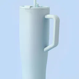 HOUSE OF QUIRK Blue Single Stainless Steel Tumbler with Handle and 2 Straw Flip Lid 1.2 L image 3