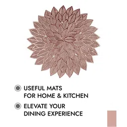 Aura Rose Gold-Toned 4 Pieces Self-Design Leather Round Shape Table Placemats image 5
