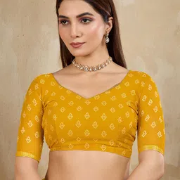 DIVASTRI Bandhani Printed Zari Pure Chiffon Bandhani Saree image 5