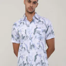 Style Matters Men Standard Fit Spread Collar Abstract Printed Cotton Casual Shirt-picture-23