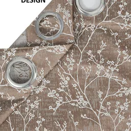 GEET CREATIONS Brown Floral Room Darkening Door Curtain image 4