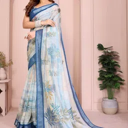 GMK Fashions Floral Linen Blend Saree-picture-36
