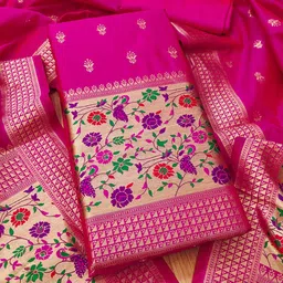 Panzora Floral Woven Design Unstitched Dress Material image 4