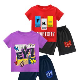 Tik Tok WEARS Boys Pack Of 2 Graphic Printed Pure Cotton T-shirt With Shorts-picture-13