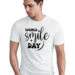 Seekbuylove Typography Printed Round Neck Short Sleeves Bio Finish Pure Cotton T-shirt-picture-21