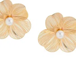 Mystic Collections Gold-Plated Pearls Beaded Floral Studs image 2