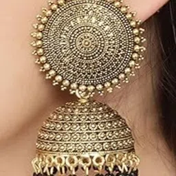 BMINO Gold Plated Artificial Beaded Dome Shaped Jhumkas image 2
