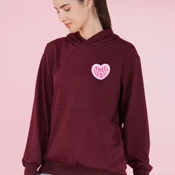 NUSYL Women Typography Printed Hood Fleece Pullover Oversized Sweatshirt-picture-14