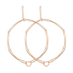 Kunjus Premium Set Of 2 Rose Gold-Plated Artificial Beaded Anklets image 2