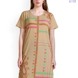 FIRST SLEEP Pack Of 2 Printed Pure Cotton Long Lounge T-Shirts-image-7