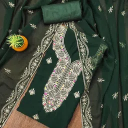 MANVAA Embellished Unstitched Dress Material image 1