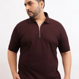UNSTD Men Plus Size Zipper Textured Polo T-Shirt-picture-48