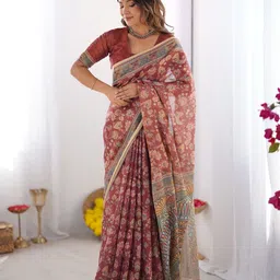 ALMAARI FASHION Ethnic Motifs Printed Pure Cotton Saree With Decorative Tassels-picture-20