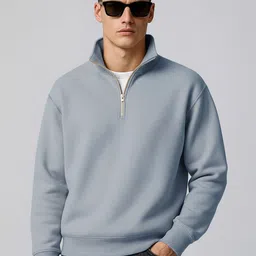 Maniac Men Plain High Neck Full Sleeve Pullover Sweatshirt-picture-36