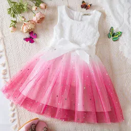 INCLUD Girls Stars Printed Tulle Fit & Flare Dress With Belt-picture-31