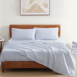 LANE LINEN Blue 144 TC Queen Bedsheet with 2 Pillow Covers-image-90