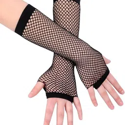 iktu Fishnet Gloves Fingerless For Women Fish Net Arm Sleeve Mesh Emo Goth 80s Scene Accessories image 1