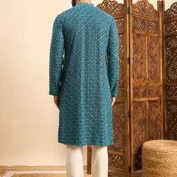 HERE&NOW Men Ethnic Motifs Printed Thread Work Kurta image 5