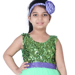 Wish little Girls Self Design Net A-Line Maxi Dress image 2