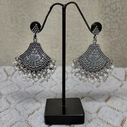 Cristal Craft Silver-Plated Alloy Artificial Stones and Beads Jhumkas image 4