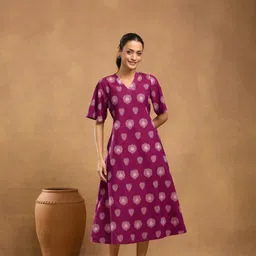 Fabindia Ikat Print A-Line Tie-Ups Midi Dress-picture-11