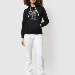 Campus Sutra Women Printed Hooded Sweatshirt image 3