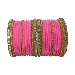 SD Star Pink Glass Artificial Stones & Beads Bangle-picture-11