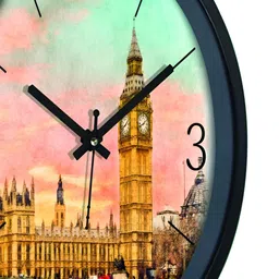 Aura Green & Red Printed Analogue Round Shaped Contemporary Wall Clock image 2