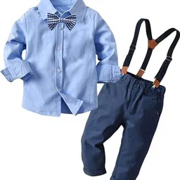 Cosmickolors Boys Cotton Spandex Solid Full Sleeves Shirt and Pant Set-picture-15