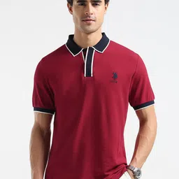 U.S. Polo Assn. Brand Logo Printed Polo Collar Slim Fit Pure Cotton T-shirt-picture-22