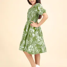 FIXOCRA Tropical Print Puff Sleeve Fit & Flare Dress image 4