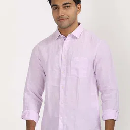 Indian Terrain Men Classic Fit Solid Spread Collar Linen Casual Shirt-picture-40