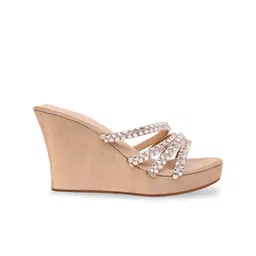 CAI Embellished PU Party Wedge Mules image 3